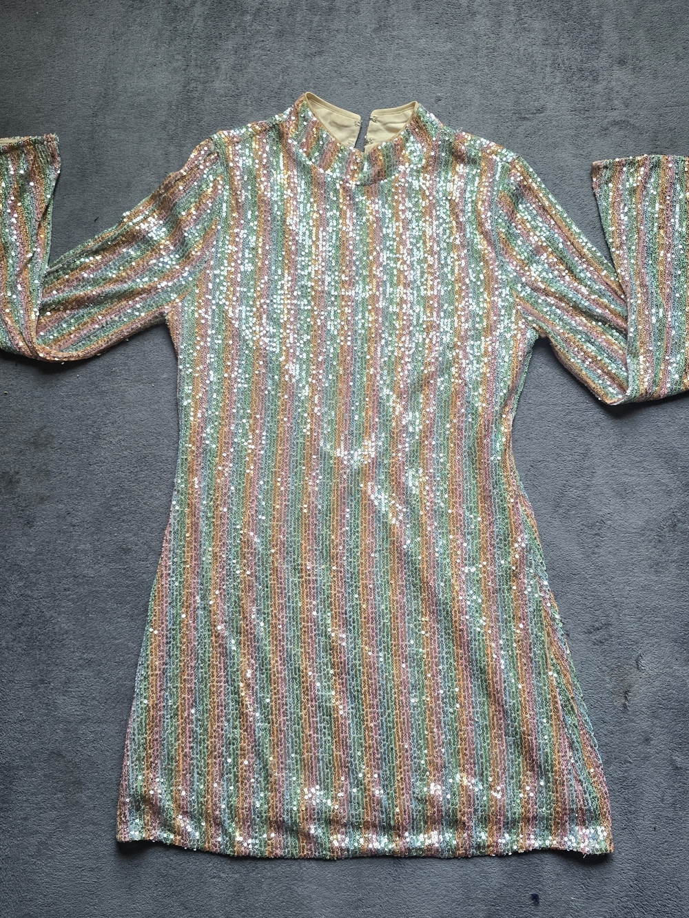 Women's Multicolor Sequin Long Sleeve Mini Dress